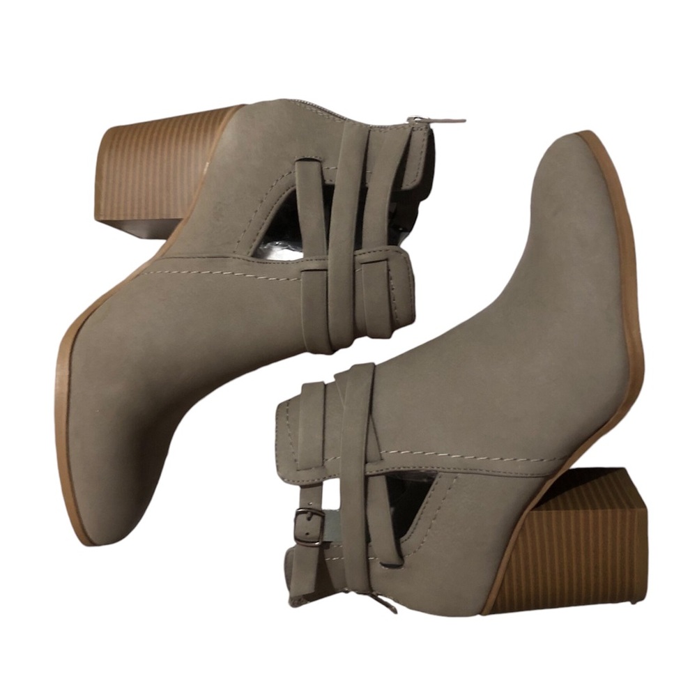 Grey cutout booties